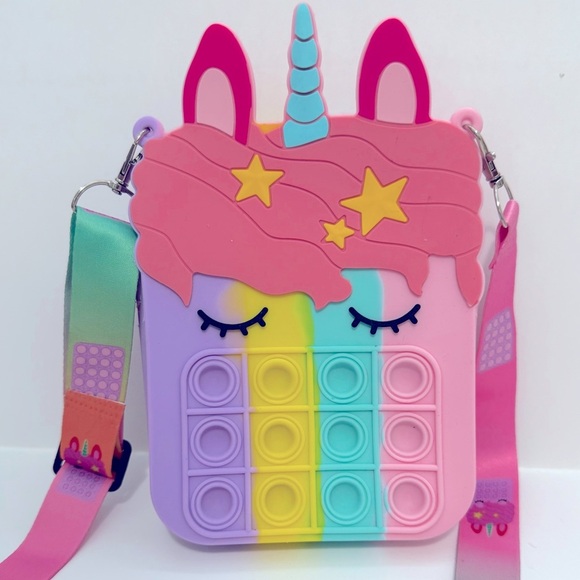 Kids Unicorn Pop It Shoulder Bag With Adjustable Straps - Picture 3 of 9